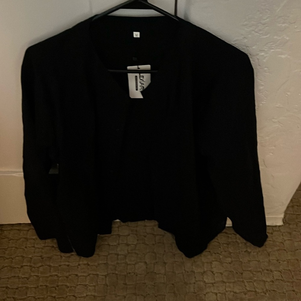 Lexiart brand long sleeve black button up shirt